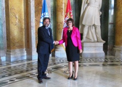 7 September 2017 National Assembly Speaker Maja Gojkovic and President of the Parliamentary Assembly of the Mediterranean Pedro Roque